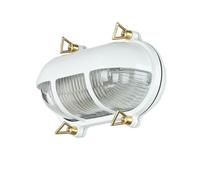 Lampada da Parete Esternaa Bianco Ottone Vetro IP64 E27 Antiruggine Maritim Oblò