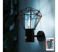 Lampada da Parete Esternaa Giardino Dimmerabile RGB LED Telecomando Nero Griglia [EEK: F]