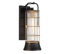 Lampada da Parete Esternaa Lanterna 41,1 CM Alto IP44 IN Nero Oro E27 Metal Glas