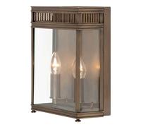 Lampada da Parete Esternaa Lanterna Ottone Vetro Bronzo H 31 CM Antico 2 Fiamma