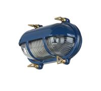 Lampada da Parete Esternaa Maritim Ottone Vetro B:21 CM IP64 E27 IN Blu Inox