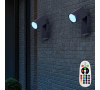 Lampada da Parete Esternaa Spot RGB LED Telecomando Alluminio Mobile 2er Set