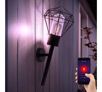 Lampada da Parete Esternaa Torcia Griglia Nero Smart LED Google Alexa Cct RGB