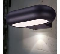Lampada da parete, lampada da esterno, lampada da facciata, luce LED per porta d'ingresso, illumina verso il basso, grigio alluminio, LxA 22x5,6 cm, Globo 34180