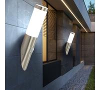 Lampada da Parete Esterno Balcone Fiaccola Acciaio Inox 1 Fiamma LED 2er Set