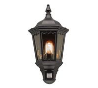 Lampada Da Parete Esterno Con Sensore PIR Nero Acciaio IP43 Classica H 49,5 cm [EEK: Non valutato]
