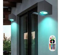 Lampada Da Parete Esterno Con Telecomando RGB LED Dimmerabile Impermeabile 2x [EEK: F]
