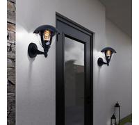Lampada da Parete Esterno Giardino Vetro Nero Balcone 1 Fiamma 2er Set [EEK: Non valutato]