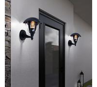 Lampada da Parete Esterno Giardino Vetro Nero Balcone 1 Fiamma 2er Set [EEK: Non valutato]