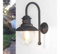Lampada Da Parete Esterno In Ottone Bronzo IP44 E27 Vetro Marittimo Fatto A Mano