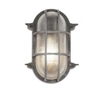 Lampada da Parete Esterno IP44 IN Argento Antico Chiaro E27 Vetro Alluminio