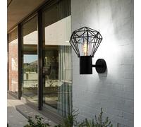Lampada Da Parete Esterno Lampada Da Balcone Griglia Nera 1 Fiamma IP44 H 32 Cm