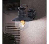 Lampada Da Parete Esterno Lampione Giardino Ruggine 1 Fiamma LED Vetro H 27 Cm [EEK: F]