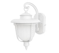 Lampada da Parete Esterno Lanterna IP55 Impermeabile Portalampada E27 Lampadina Max 60W (non inclusa) Paralume Vetro Opaco e Alluminio Pressofuso Supporto H 21 cm x L 17 cm (Bianco Lucido Elegance)