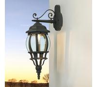 Lampada Da Parete Esterno Lanternina Casa Antracite E27 Rustico Alluminio Vetro