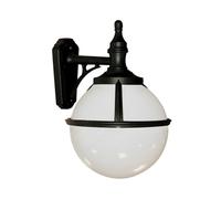 Lampada Da Parete Esterno Nera Bianca Sfera Vintage IP44 GLENN Per Ingresso