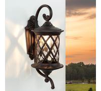 Lampada Da Parete Esterno Nera-Marrone Alluminio E27 IP23 Casa Cortile Rustico