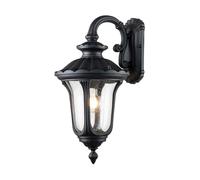 Lampada da Parete Esterno Nero Rustico H:47 CM IP44 Alluminio Vetro Balcone Hof