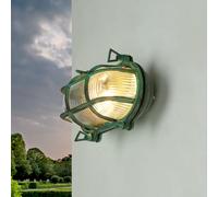 Lampada da Parete Esterno Ottone Vetro IP64 E27 Maritim Verde Antico Casa Garten