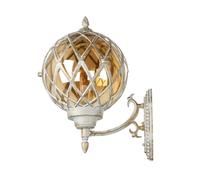 Lampada Da Parete Esterno Rustica Bianca Oro Alta 48 Cm E27 Paralume Giardino