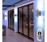 Lampada da Parete Esterno Up Down Cortile Acciaio Inox Telecomando RGB LED 3er [EEK: G]