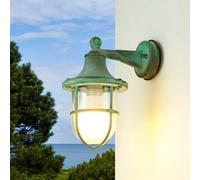 Lampada da Parete Esterno Verde Antico IP64 E27 Vetro Ottone Maritim Antiruggine