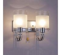 Lampada da parete europea a 2 luci Elegante lampada da parete industriale Moderna applique da parete E27 Lanterna con interruttore a tirante Lampada da parete in metallo cromato Illuminazione Compatib
