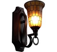 Lampada da parete europea Lampada da parete a testa singola in ferro battuto stile country americano retrò Lampada da parete in stile nero Applique da parete in vetro V-intage Corridoio,lampadari