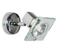 Applique Contemporanea Square Metallo Cromo Vetro Bianco Extrachiaro 1 Luce Gu10