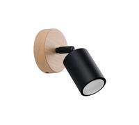 Lampada da parete faretto nero con supporto per lettura in legno VERDO 1xGU10 10
