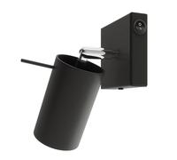 Lampada da parete, faretto orientabile con interruttore, nero, per lettura, RING