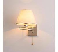 Lampada da parete for interni, applique da parete in tessuto, braccio oscillante con interruttore a tirante, paralume in tessuto metallico, lanterna da parete a testa singola for soggiorno in camera d
