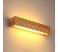 Lampada da Parete Giapponese a Led in Legno, Moderna, Dimmerabile, con Paralume in Acrilico, Ideale per Bagno, Camera da Letto, Comodino e Scale (Tre Colori, 35 Cm/13,78 Pollici)./Tre Colori/55 Cm/21,