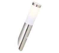 Lampada da parete in acciaio inossidabile torcia da parete per esterni lampada da parete rilevatore di movimento, IP44, sensore, acciaio inossidabile argento opalino, 1x attacco E27, PxH 7,6x40cm
