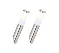 Lampada da parete in acciaio inossidabile torcia da parete per esterni rilevatore di, sensore, acciaio inossidabile argento opalino, 1x attacco E27, DxH 7,6x40cm, set di 2