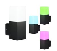 Lampada da parete in alluminio nero per casa, lampada da parete per esterni, dimmerabile con telecomando, LED RGB 3,5W 290Lm bianco caldo, LxLxH 12,1x8x25 cm