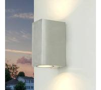 Lampada da parete in alluminio pressofuso, moderna, colore: argento,con incluse 2 lampadine a LED GU10 da 3,2 W 230 V, illuminazione esterna per giardino, terrazza
