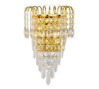 Lampada da Parete in Cristallo, Lampada da toletta per Il Bagno, Lampada da Parete cromata per corridoio della Camera da Letto con oscuramento Tricolore, Lampada da Parete cromata per Bagno E14,