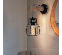 Lampada Da Parete In Legno Appesa Retro Per Corridoio Dimmerabile LED H 30 Cm [EEK: G]