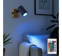 Lampada Da Parete In Legno Con Dimmer E Telecomando Cambio Colore LED H 10 Cm