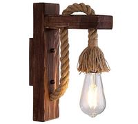 Lampada da parete in legno di canapa Nicole, vintage, creativa, industriale, luce decorativa per camera da letto, sala da pranzo, bar, loft E27