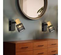 Lampada Da Parete In Legno Per Camera Da Letto Con Gabbia Regolabile Set Di 2 [EEK: Non valutato]