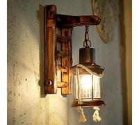 Lampada Da Parete in Legno Retrò Applique Scala Lampada A Sospensione Bambù Creativo Vintage Corda Rustica Paralume in Vetro Appliques Per Camera Da Letto Ristorante Hotel Corridoio Sala Da Pranzo