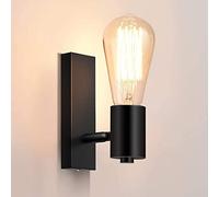 Lampada da Parete in Metallo Applique da Parete Interno Lampada da Muro Industriale Lampadina E27 Illuminazione Regolabile e Rotante per Soggiorno, Entrata, Scale, Nero (Senza lampadina)