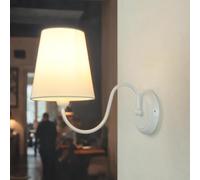 Lampada da parete in metallo bianco e paralume in tessuto E27 fino a 60 W A: 30 cm casa di campagna per corridoio soggiorno camera da letto lampada da parete interna
