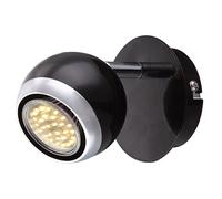Lampada da parete in metallo cromato spot da parete faretto LED orientabile, spot mobile, design ad anello nero, 1x LED 3W 250 lm bianco caldo, H 11,5 cm
