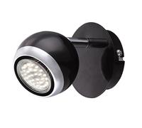 Lampada da parete in metallo cromato spot da parete faretto LED orientabile, spot mobile, design ad anello nero, 1x LED 3W 250 lm bianco caldo, H 11,5 cm