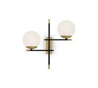 Lampada Da Parete In Metallo E Vetro B: 44 Cm In Oro Bianco Nero E14 2-Fiamma
