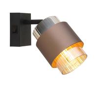 Lampada Da Parete In Metallo Nera Con Vetro Amber E Interruttore A Leva H 17 Cm [EEK: Non valutato]