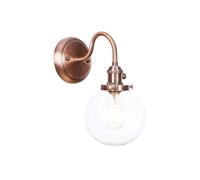 Lampada da Parete In Metallo Retrò Industriale con Paralume In Vetro A Forma Di Sfera Circolare per Camera da Letto Comodino Corridoio Scale Soggiorno Oro Rosa Ferro Battuto Curvo Applique da Parete